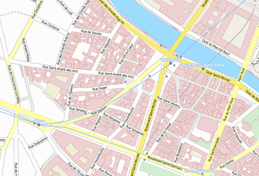 Quartier Latin Stadtplan mit Luftansicht und Unterkünften von Paris